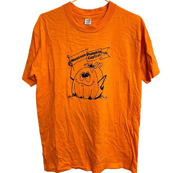 Vintage 70s Single Stitch Manteca California Pumpkin Festival Halloween Size M - Picture 1 of 4